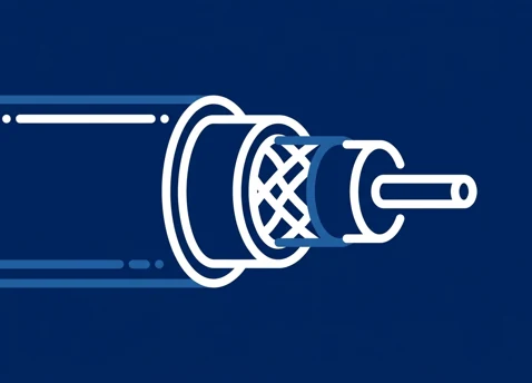 Icon of a coaxial business cable cut back in layers to show the braided shield and center conductor, representing business cable internet