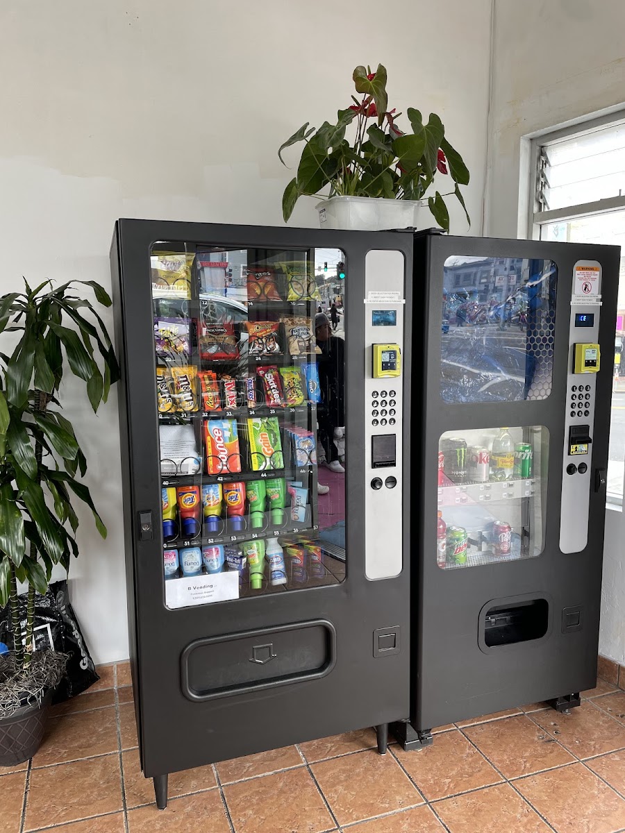 Vending machines with snacks and drinks at The Laundry Hub SF